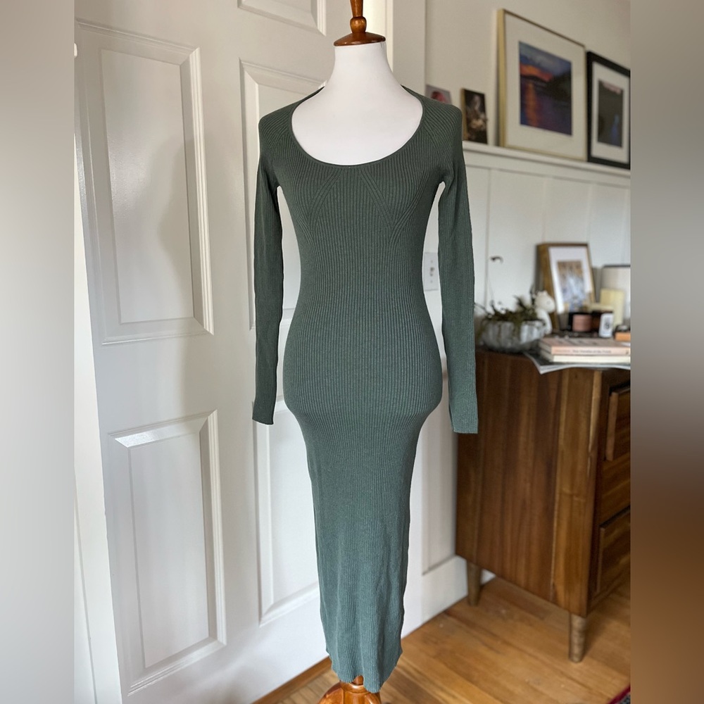 H&M Muted Teal Long Sleeve Dress